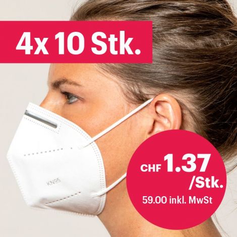 4x 10er-Pack Atemschutzmasken ohne Ventil FFP2/KN95
