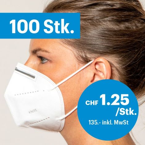 100er-Pack Atemschutzmasken ohne Ventil FFP2/KN95
